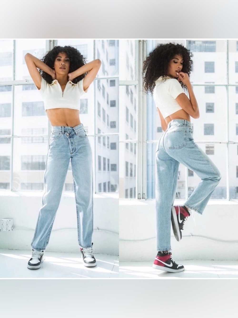 NWT REVICE 90's Baby Joey Wash Crossover Asymmetrical Jeans Size 29 NEW